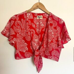 Show Me your Mumu red paisley crop tie top